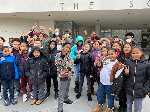 P.S. 11X students and staff group photo at Guggenheim Museum